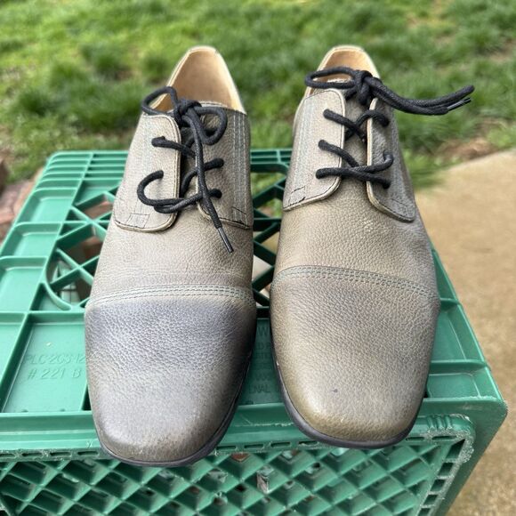 JOHN FLUEVOG - Prophesy Breton - Green Cap Toe Leather Derby Shoe Size 10 - Picture 3 of 9